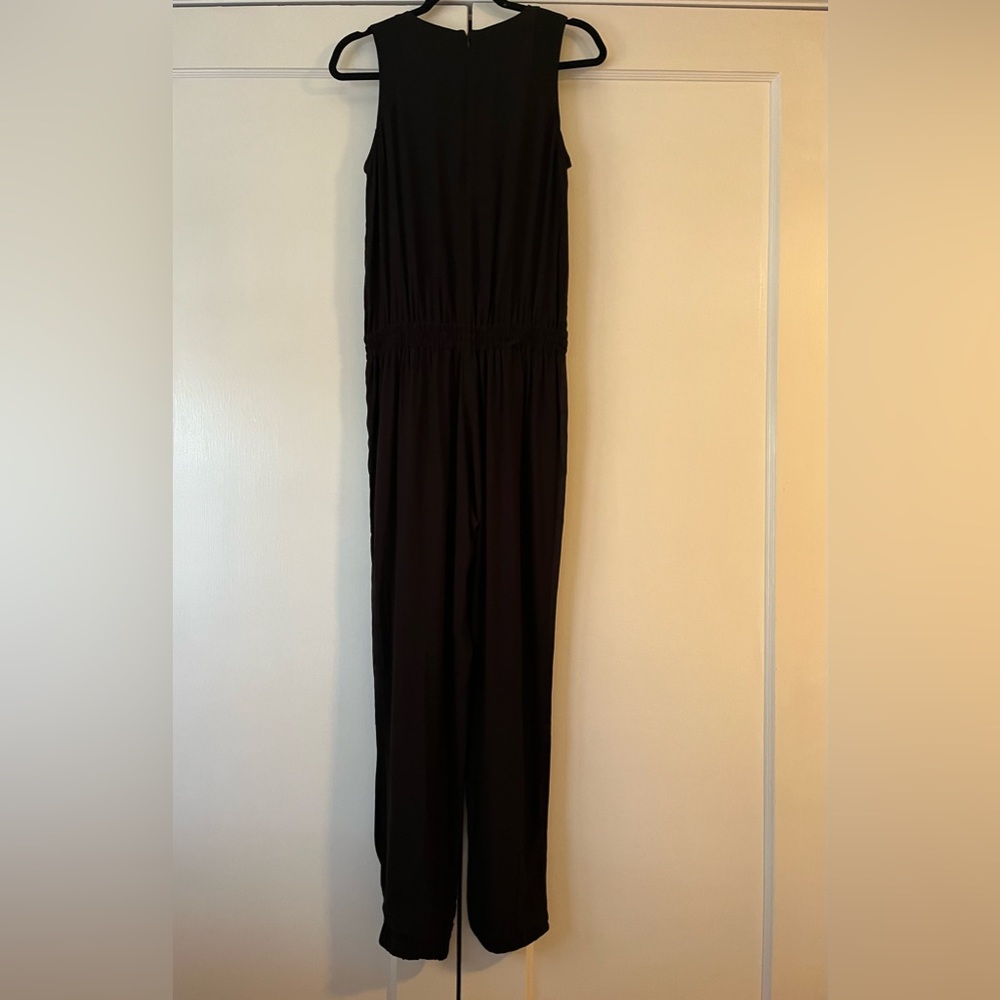 Banana Republic Black Sleeveless Jumpsuit with Satin Details